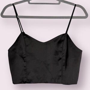 House of Harlow 1960 Black Satin Crop Top Small
